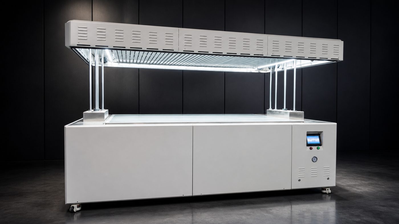 UV-A LED flexo plate exposure machine with pneumatic lifting cover