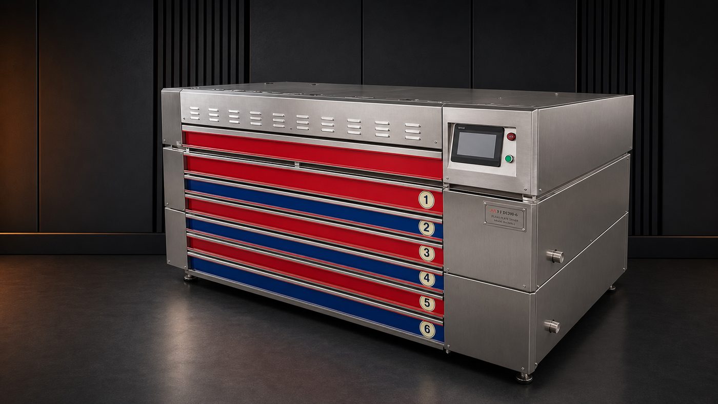 Combined flexo plate dryer and UV light finishing unit