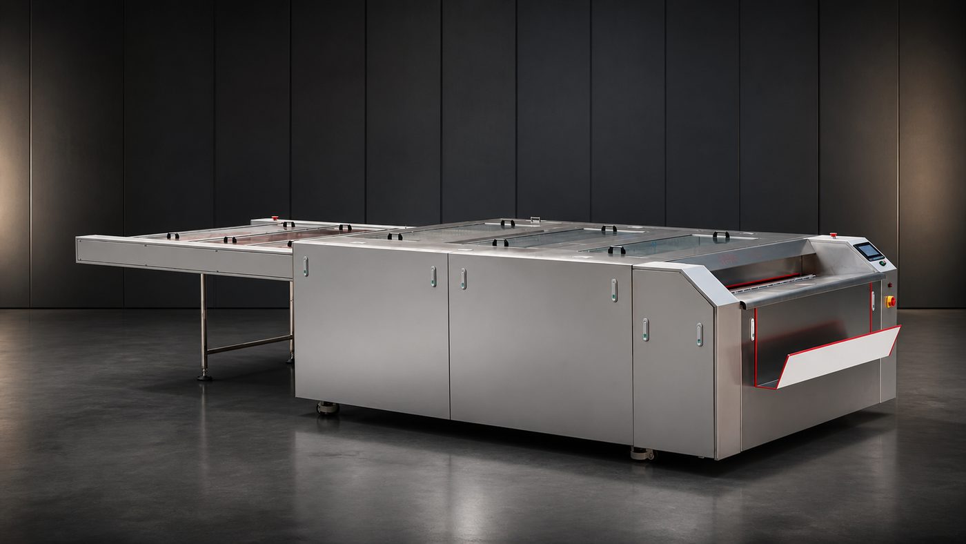 Inline solvent brush-washout flexo plate processor